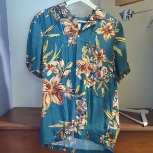 Floral Short-Sleeve Button-Up Shirt